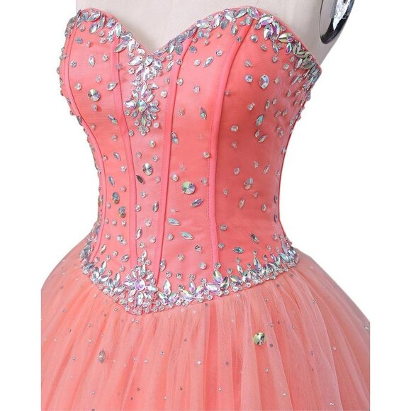Pink Sweetheart Tulle Ball Gown Quinceanera Appliqué Sweet 16